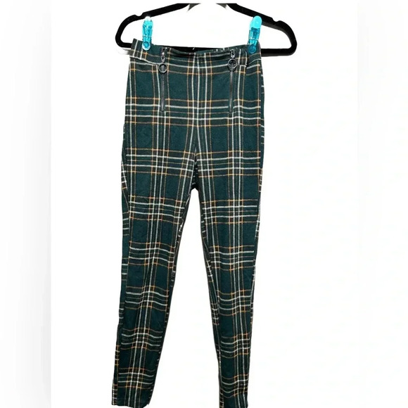 stradivarius Pants - Stradivarius Green Plaid Skinny Trouser Pants Size 4